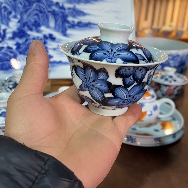 錡镇堂手工手绘盖碗