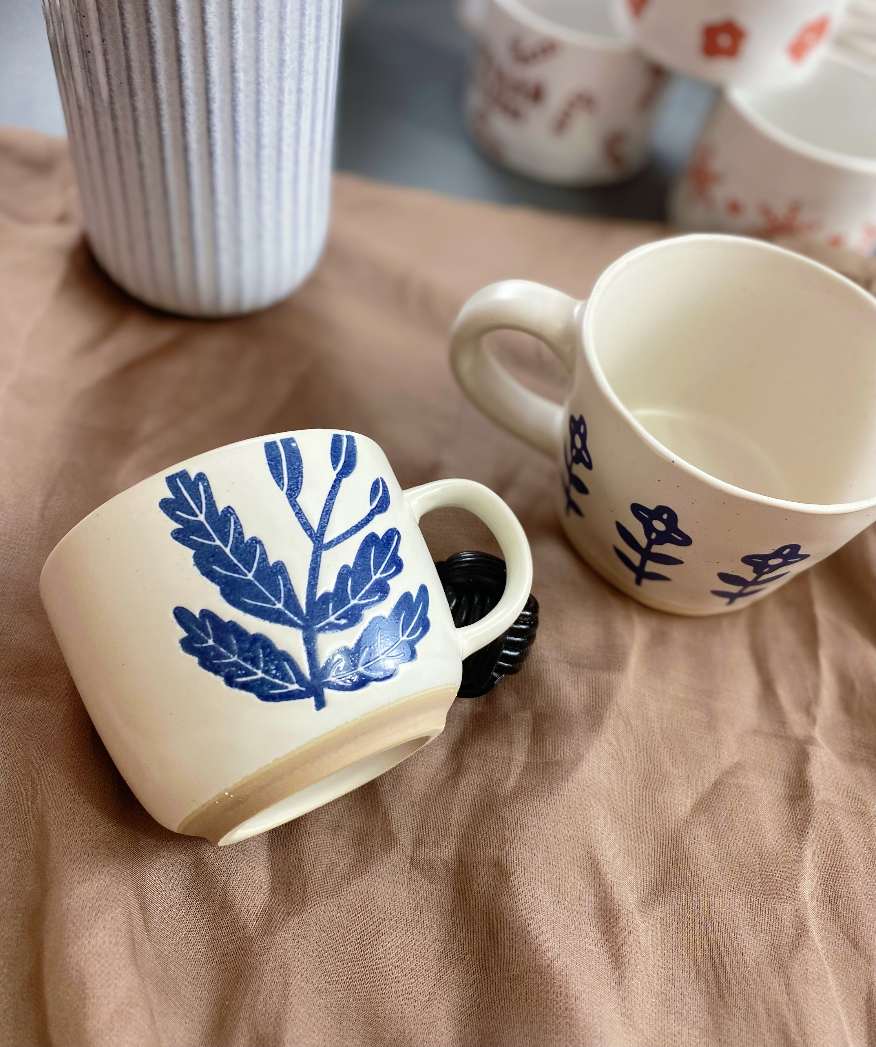 复古手绘蓝花杯咖啡杯牛奶杯马克杯（拍一发二）