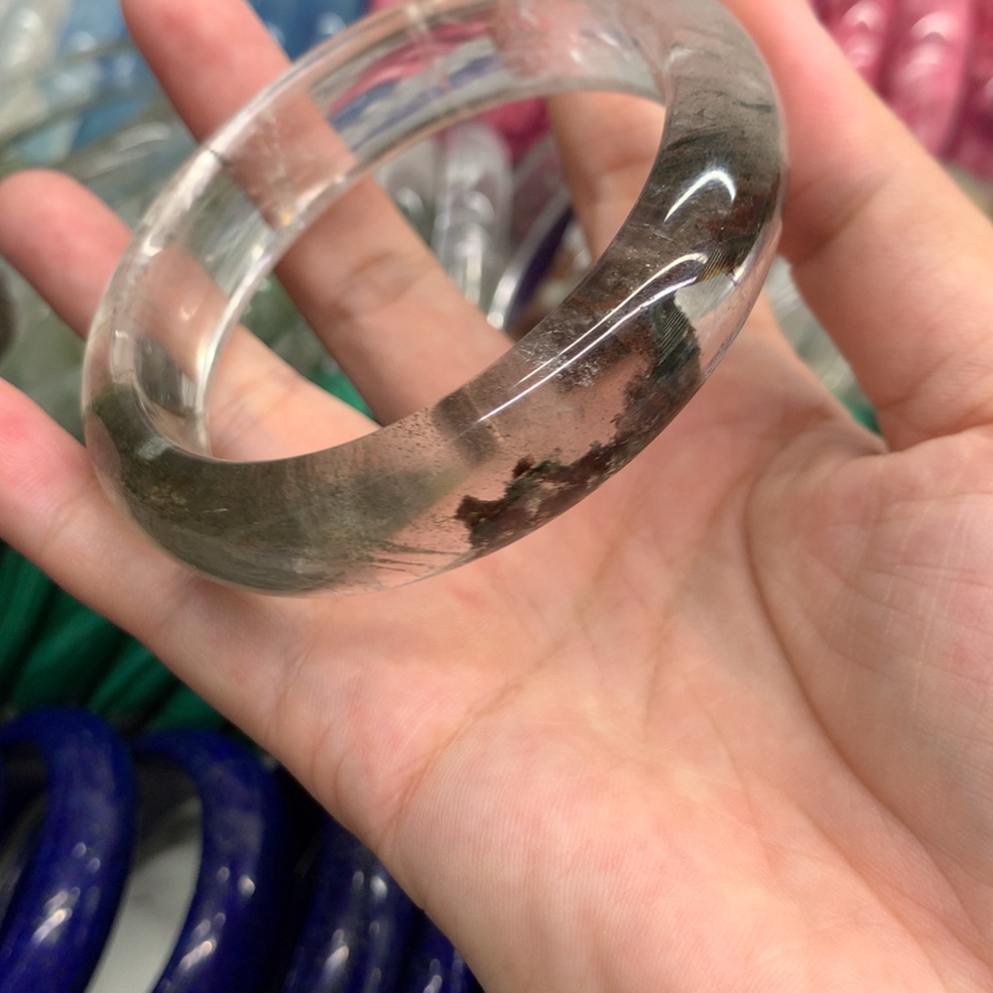 成***狸水晶手镯未镶嵌绿幽灵