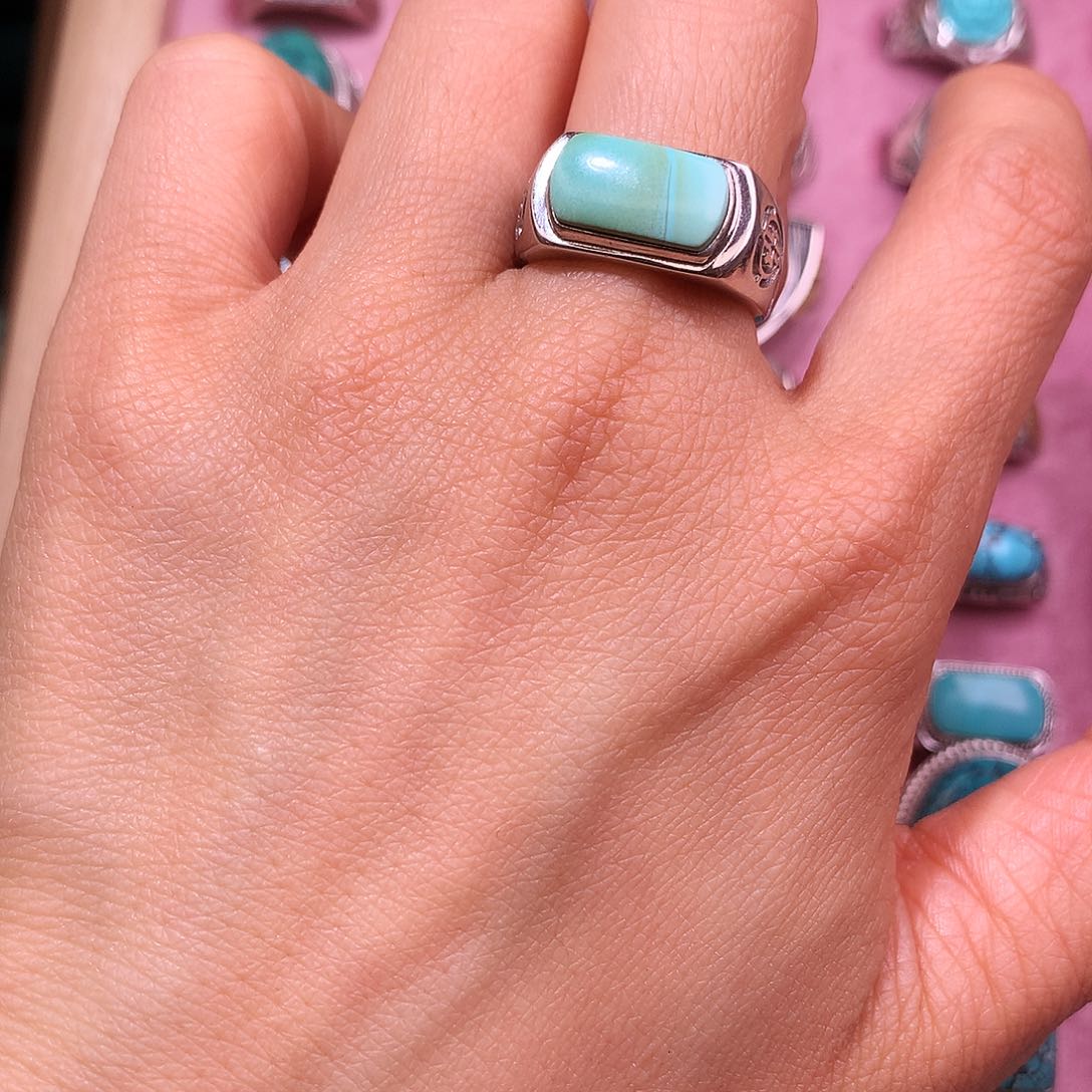 绿松石挂件银S925镶嵌