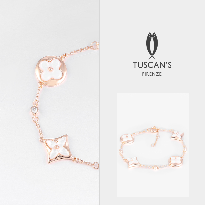 TUSCAN'S 黄铜合成锆石手链 气质轻奢时尚百搭经典四叶草简约手链