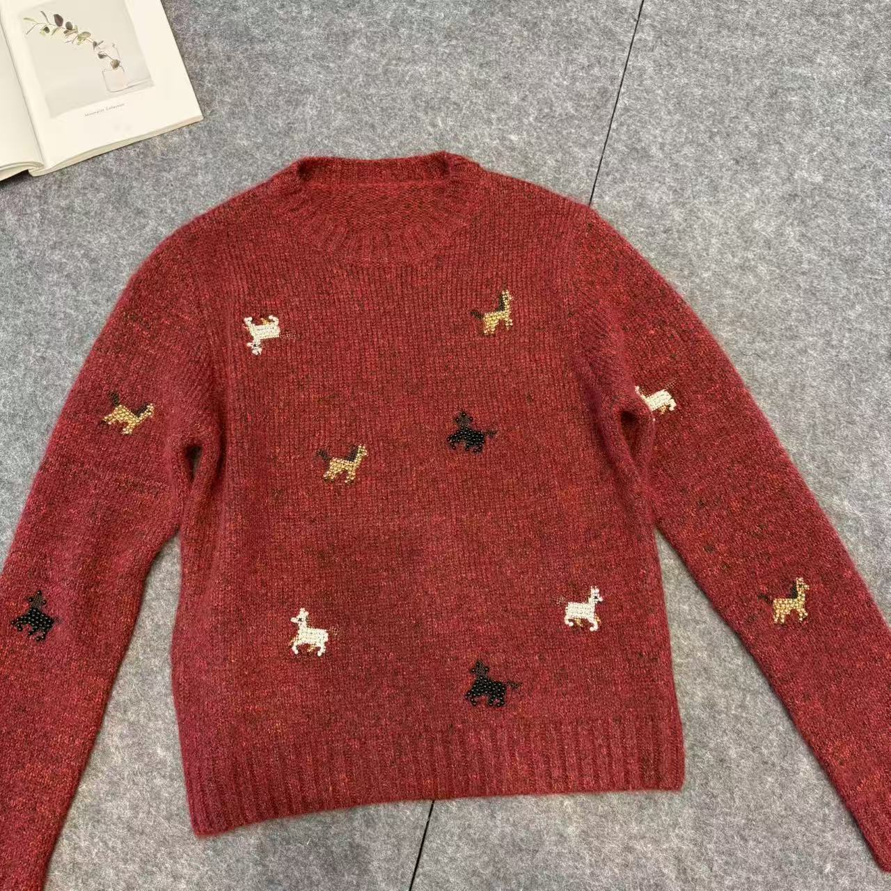 【南油张贝贝】新款小马刺绣休闲百搭针织