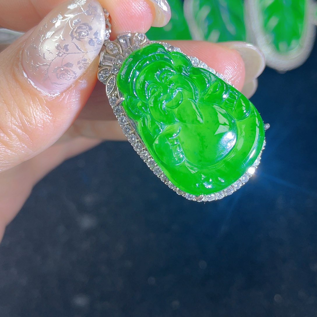 翡翠吊坠(不含链)银S925镶嵌