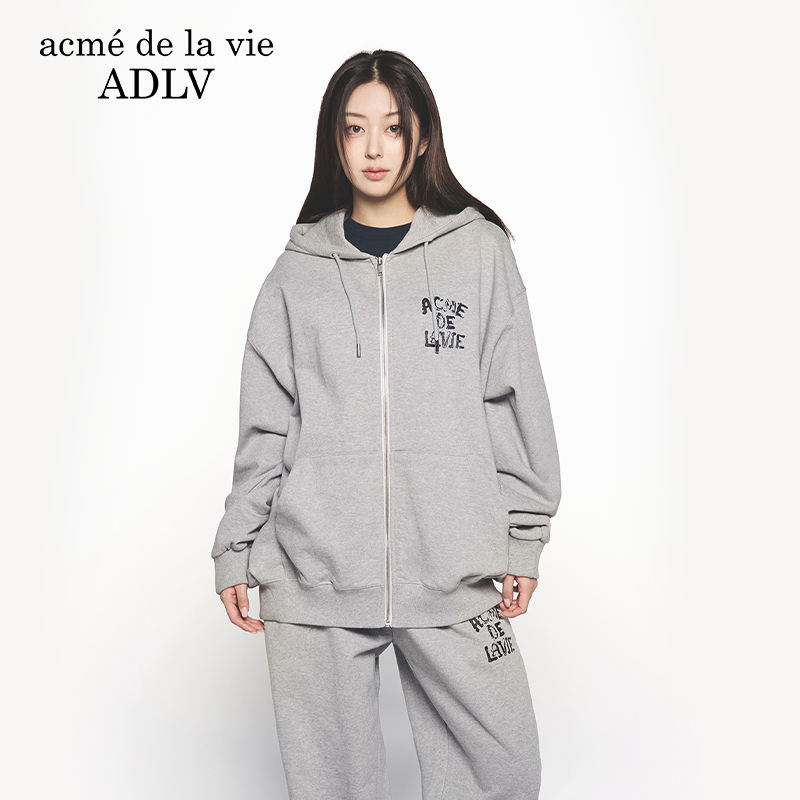 【门店同款】ADLV长袖开衫卫衣上衣时尚外套灰色印花女装休闲秋季