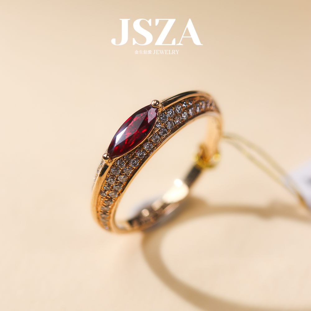 18K天然无烧红宝石戒指主石0.70ct鸽血红时尚高级款轻奢W8880018