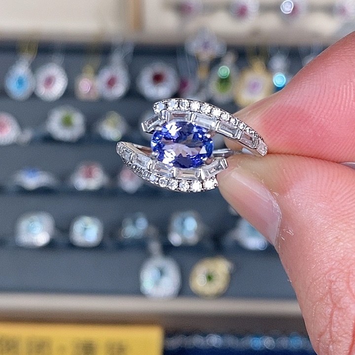 坦桑石戒指银S925镶嵌