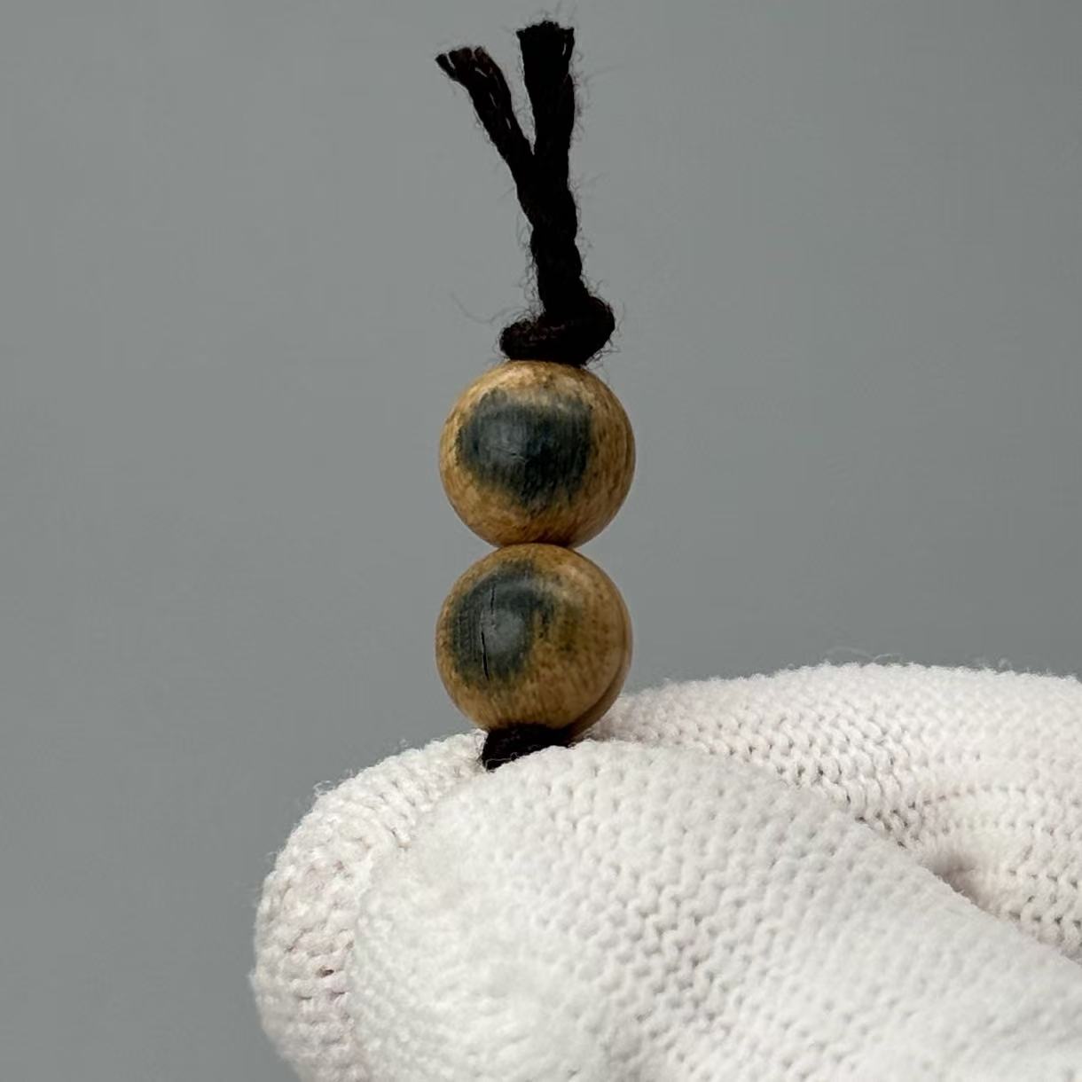 DEZHI/德志7mm+微瑕咖色带皮珠一对猛犸顶珠配饰C997