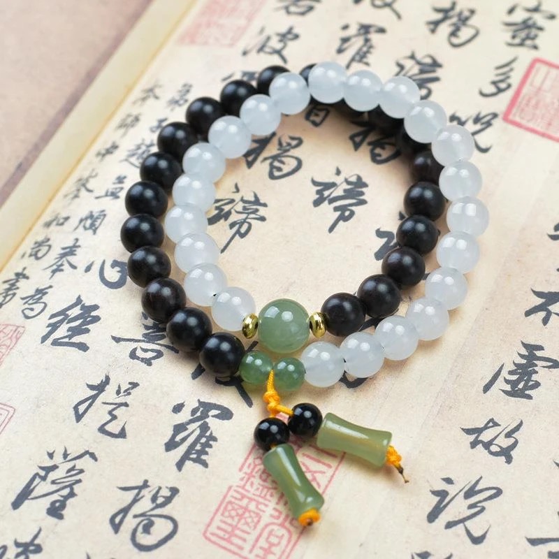 双色+绿珠+竹节双圈甄选款手串0351（无礼盒）