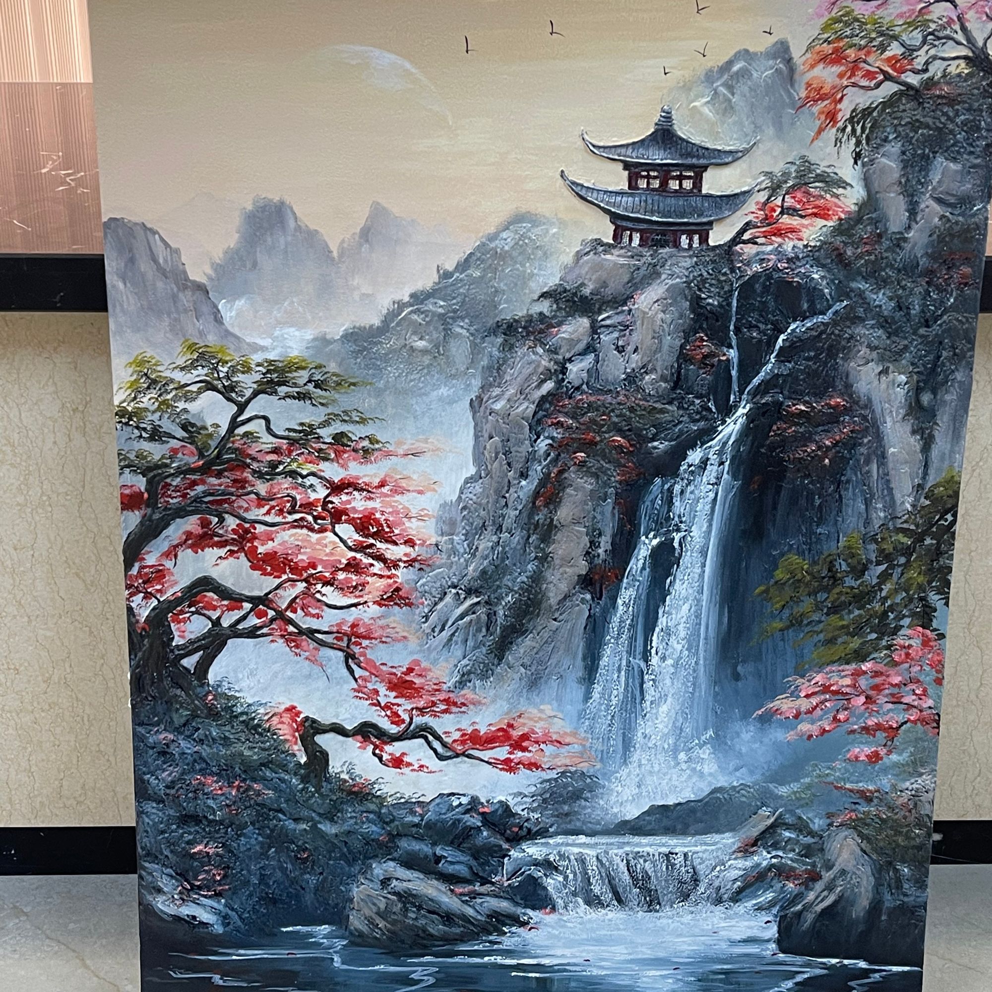 仙家堂口山水画仙堂背景东北堂屋供奉天庭天宫殿挂画