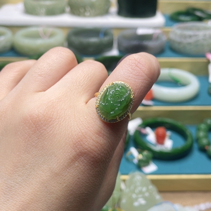 和田玉手镯60+圈口 编号24银S925镶嵌