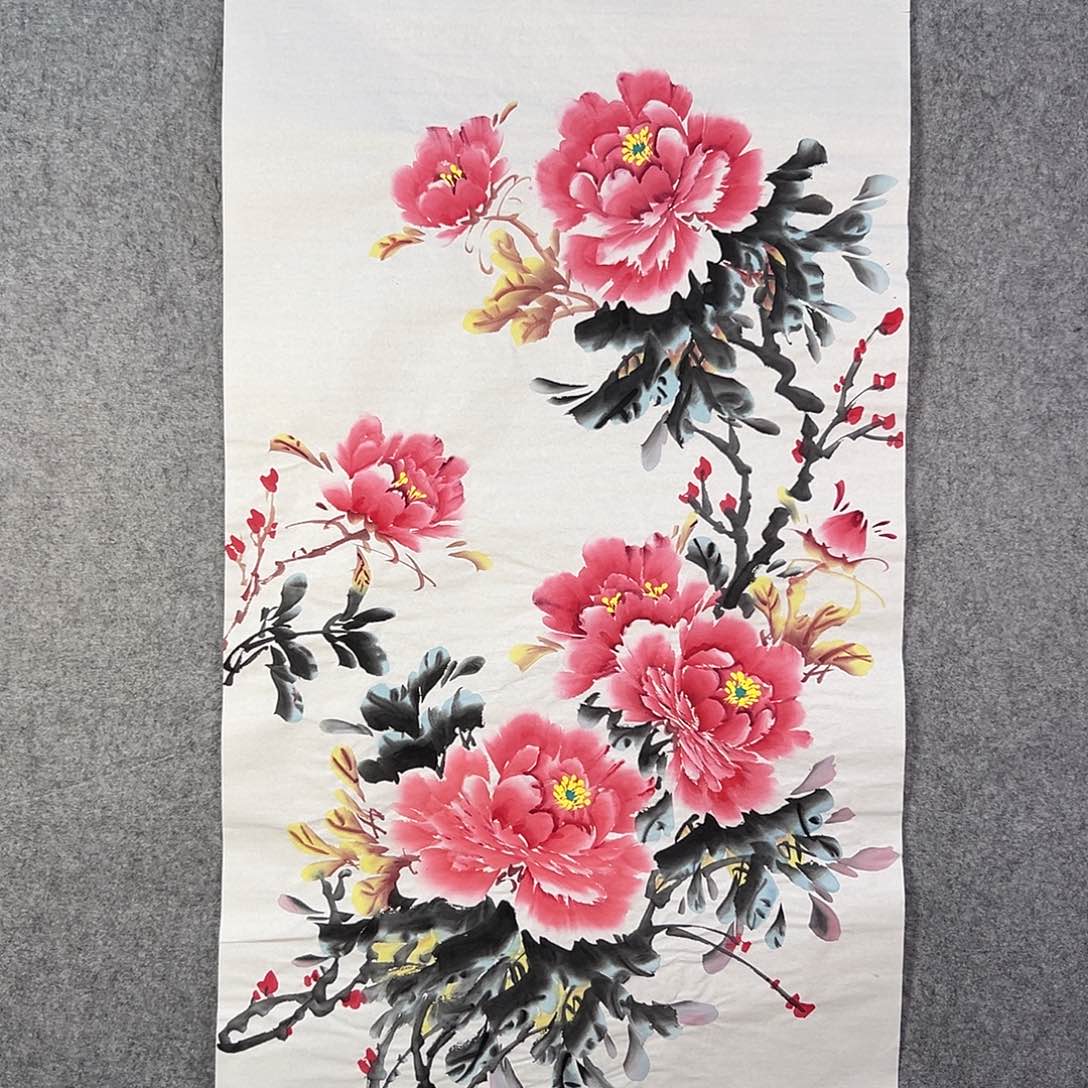 国画527 牡丹之花之叶的颜色