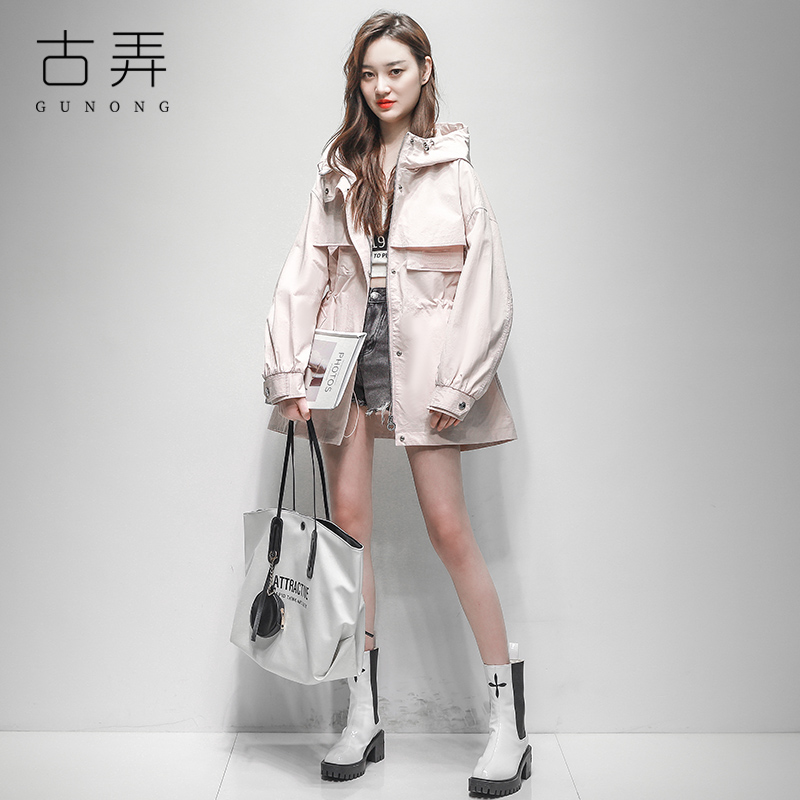 潮牌风衣女中长款小个子收腰显瘦2025春秋季新款休闲连帽减龄外套