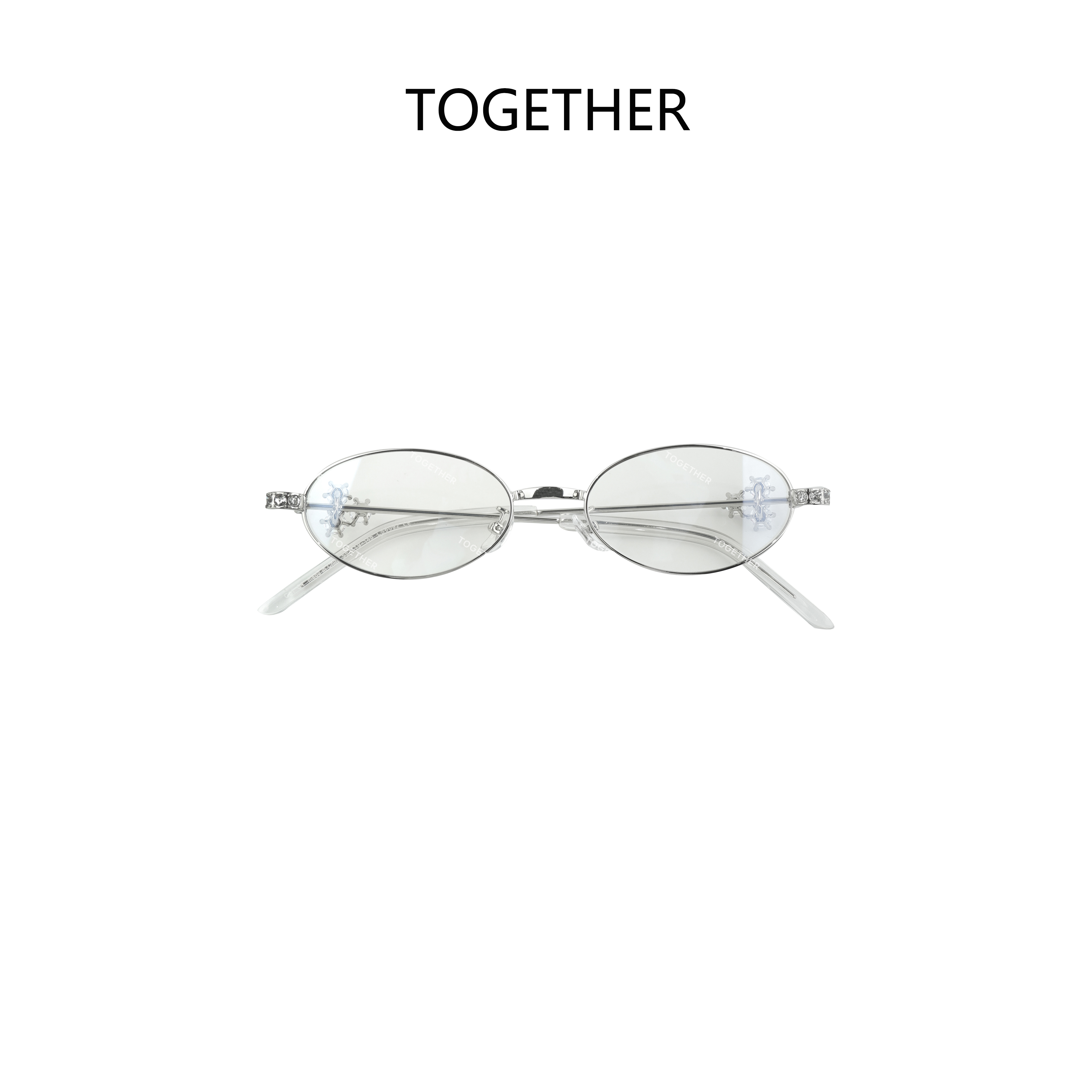 【TOGETHER】个性镶钻银边防蓝光素颜镜可配度数平光镜眼镜GD138