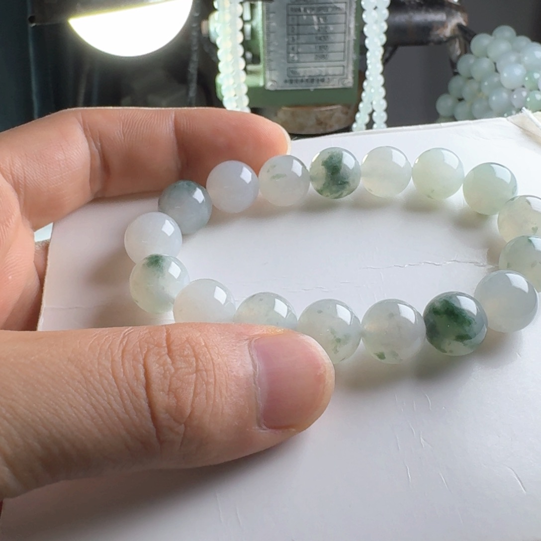 定制翡翠未镶嵌卡12，飘花手串