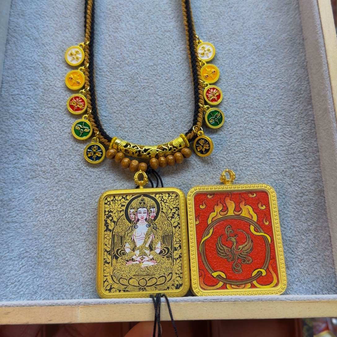 吊坠橙*舟手绘唐卡双面唐卡