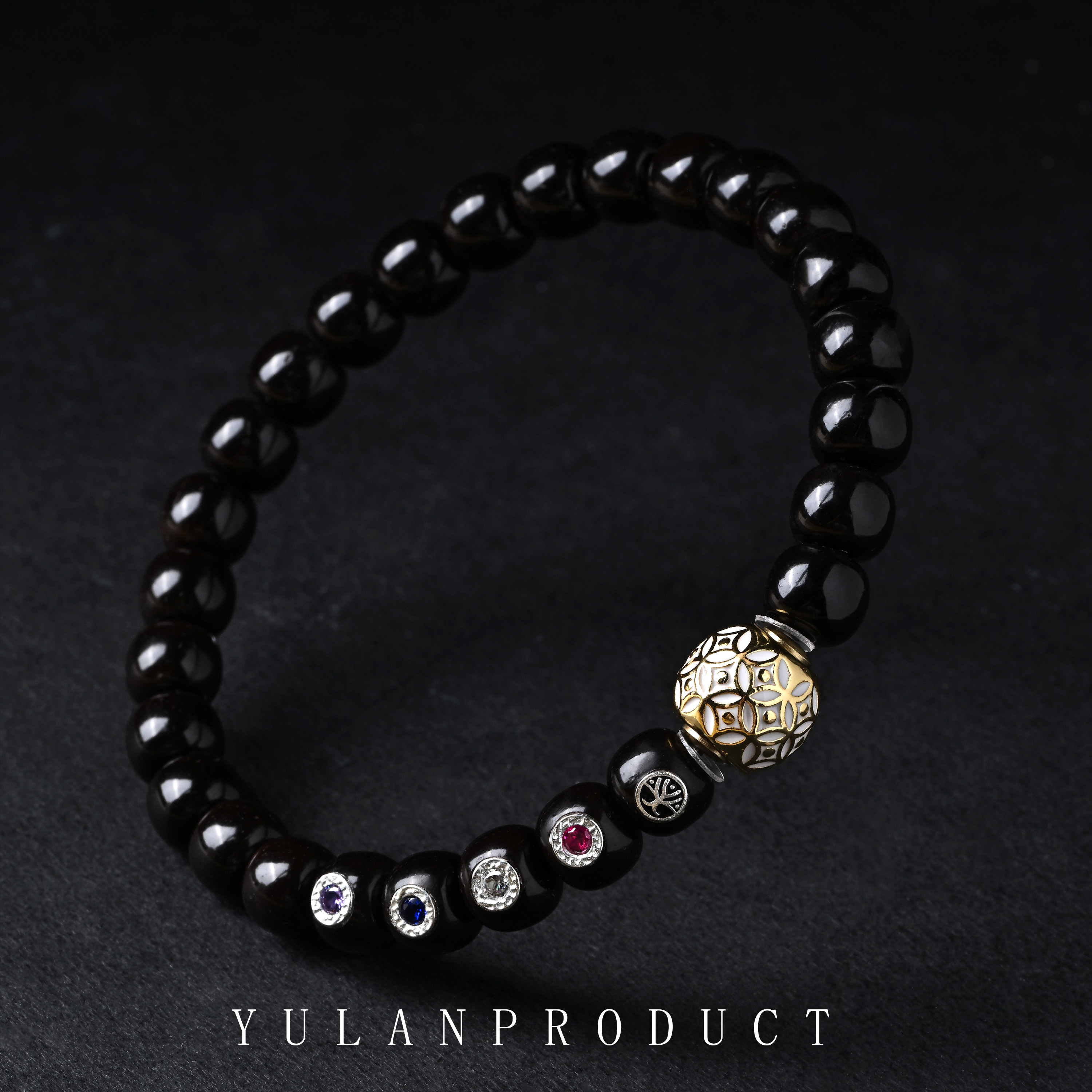 钰澜文玩椰蒂老型8*7mm+金纹旋珠搭配款-百搭精工男女同款