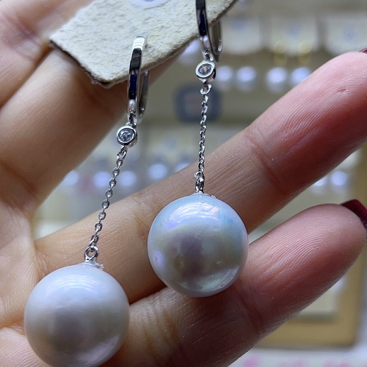 淡水珍珠耳饰银S925镶嵌