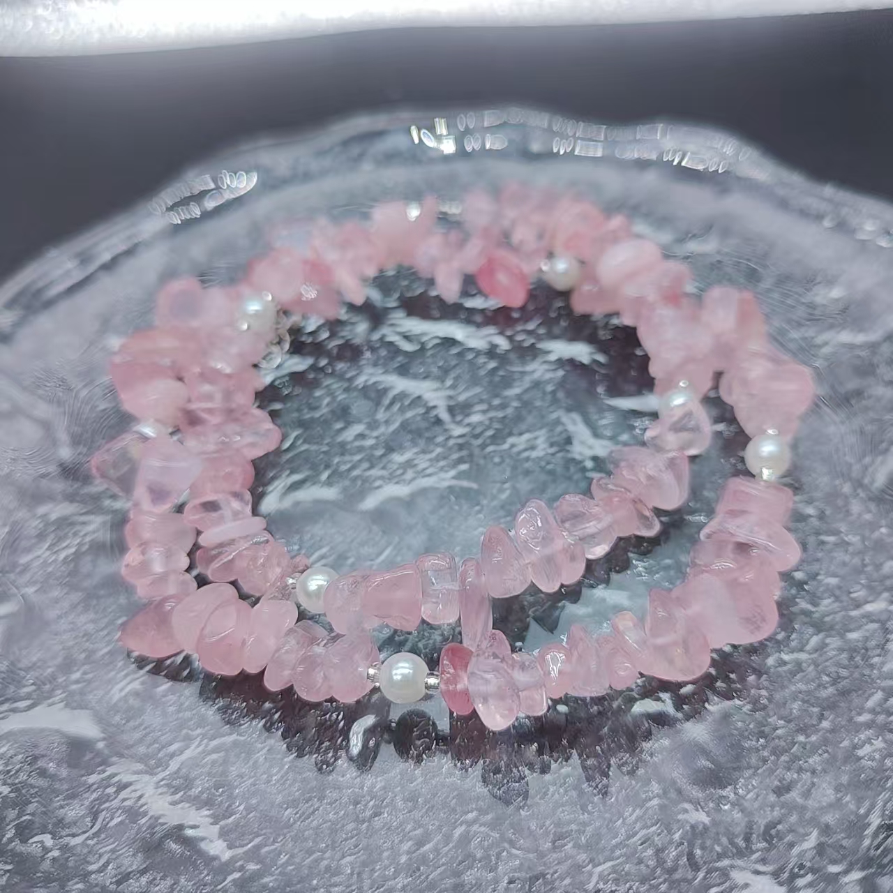 硕夏天然粉水晶原石设计款项链多样性发其一DL01