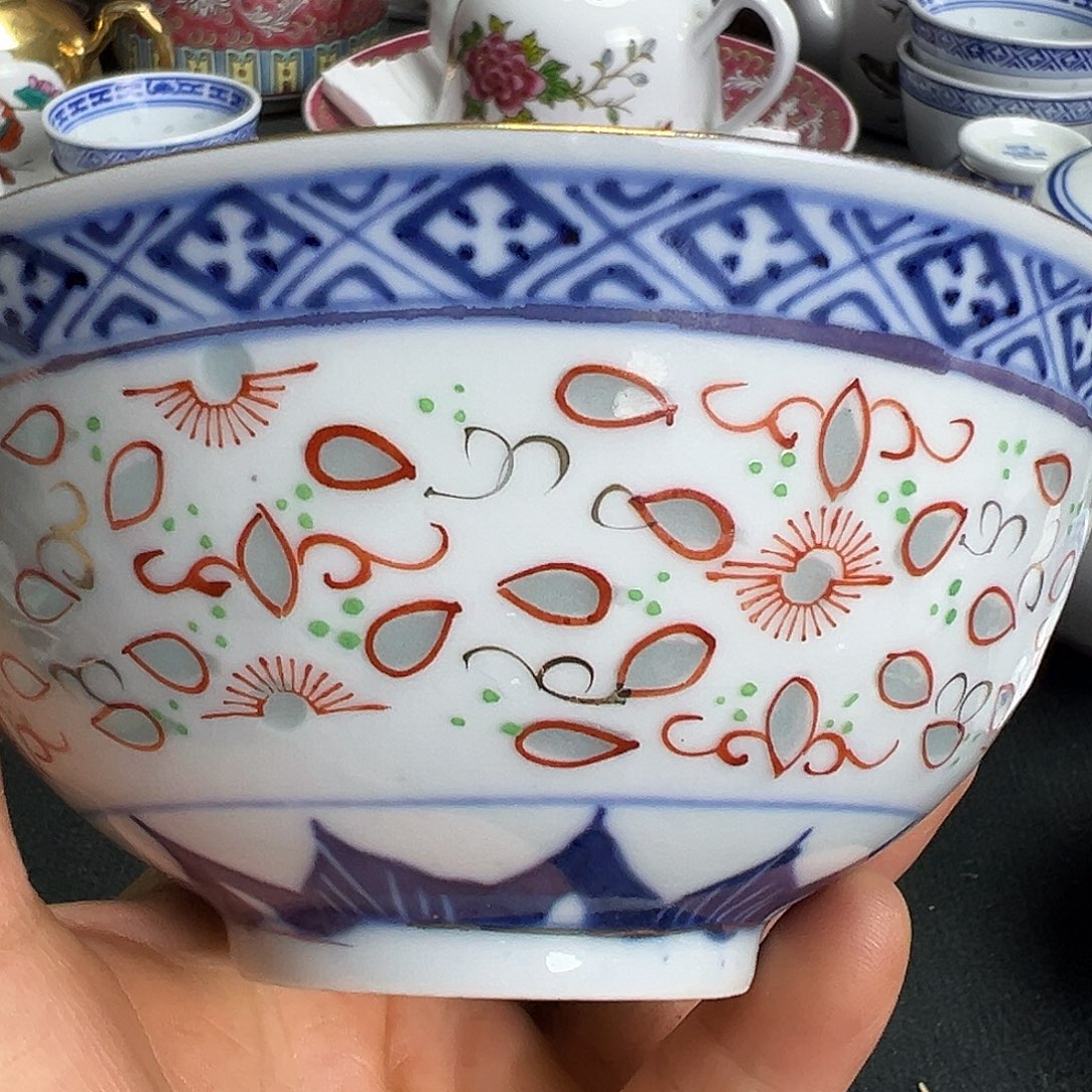 碗景德镇陶瓷青花玲珑加彩饭碗