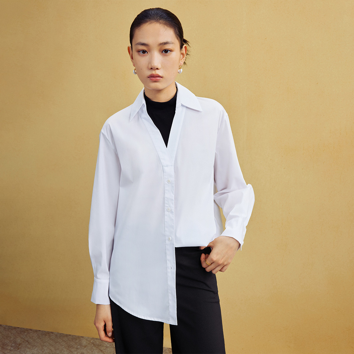 【大瑶专属】专柜拼接撞色设计感时尚直身高级感衬衫M311302017