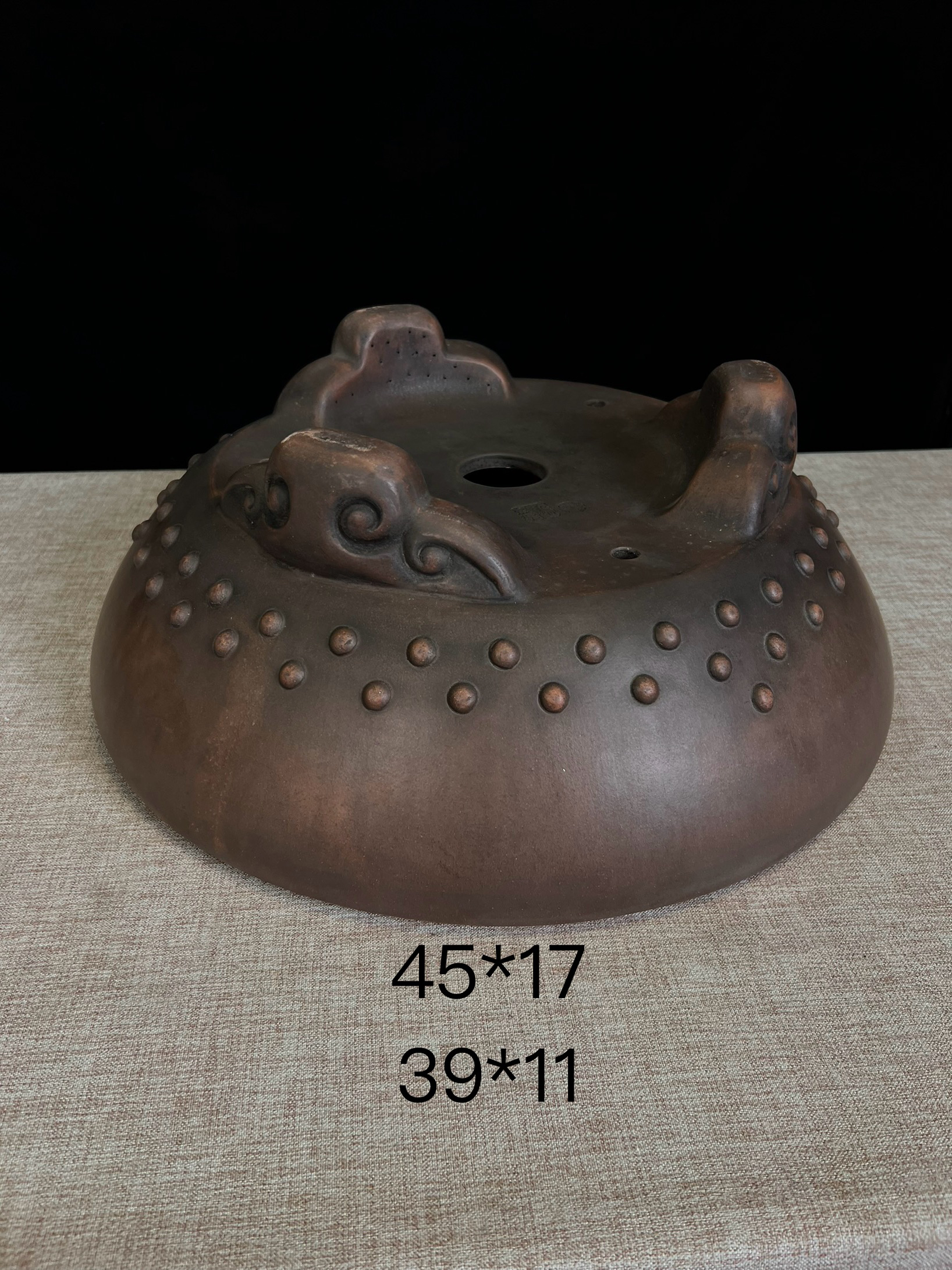 水明盆艺，水明紫砂花盆紫砂盆，高温乌泥盆，云足圆盆，高端盆景盆