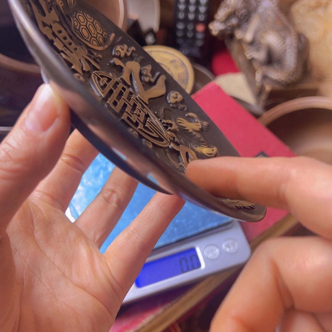 原矿风磨铜宅盘一个