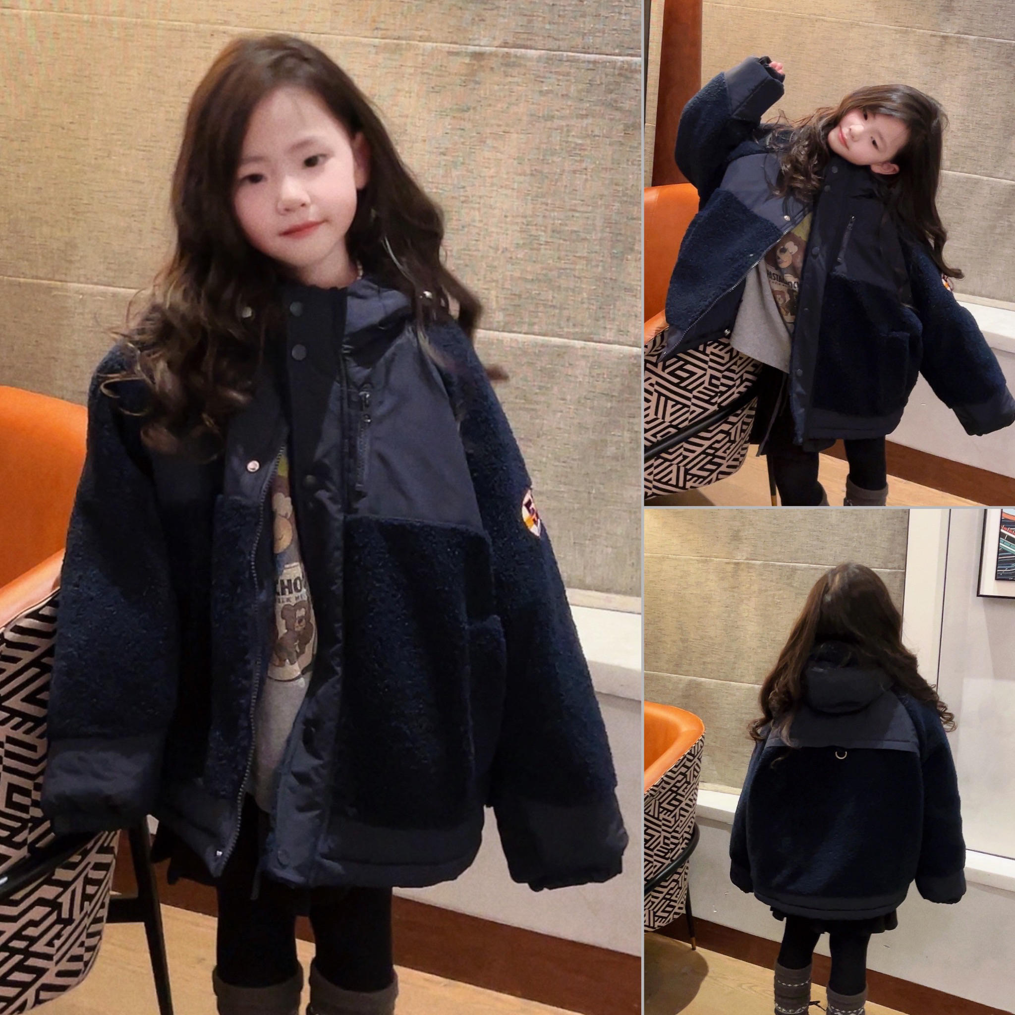 女童加厚夹棉韩版洋气保暖外套中大童秋冬颗粒绒棉服  25D106