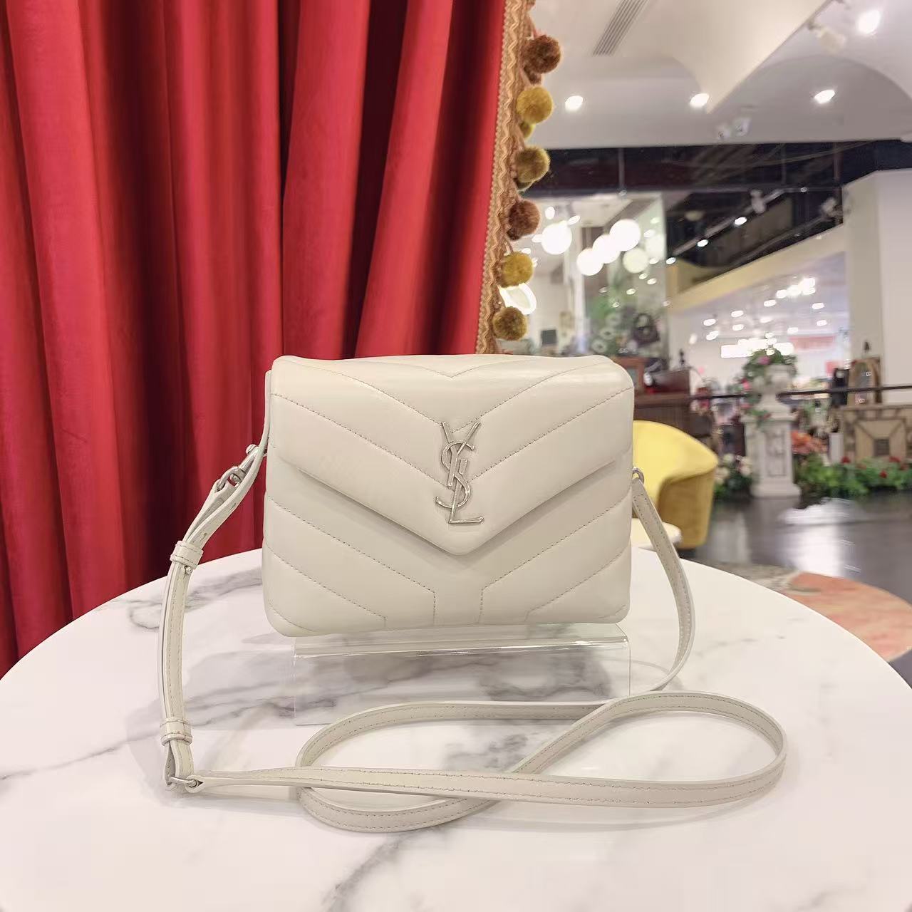 95新 YSL/圣罗兰 GGS圣罗兰Loulou方胖子银扣牛皮 30586095