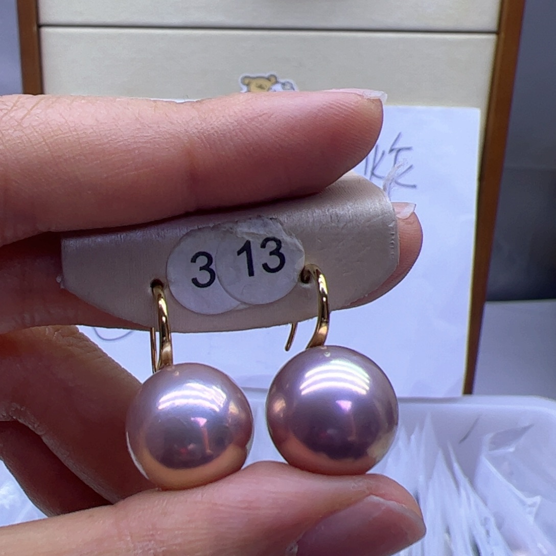 淡水珍珠耳饰18K金镶嵌