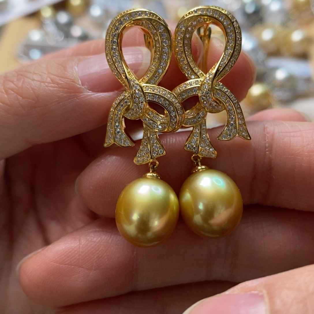 海水珍珠耳饰银S925镶嵌