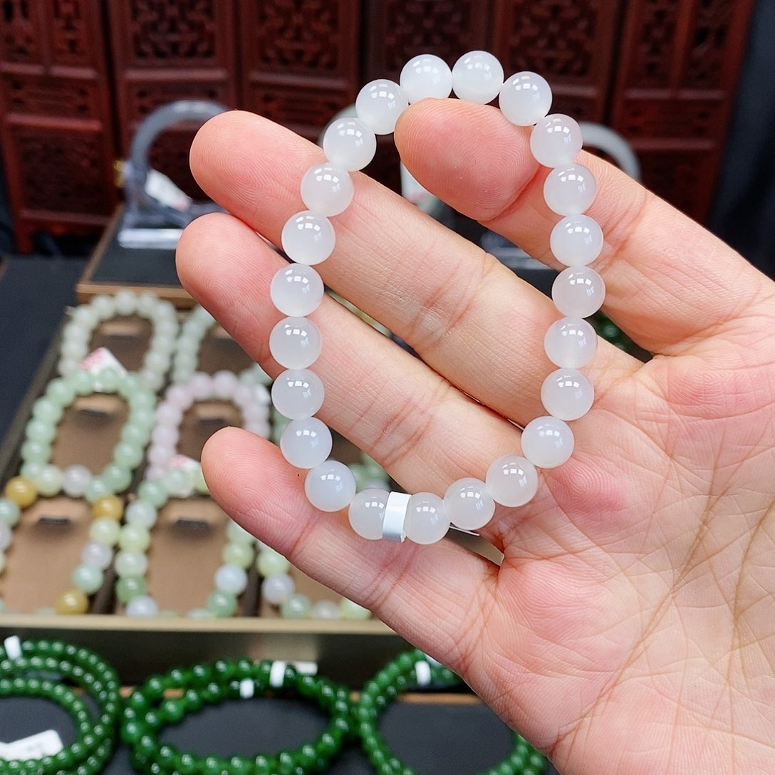 和田玉手串未镶嵌白玉8