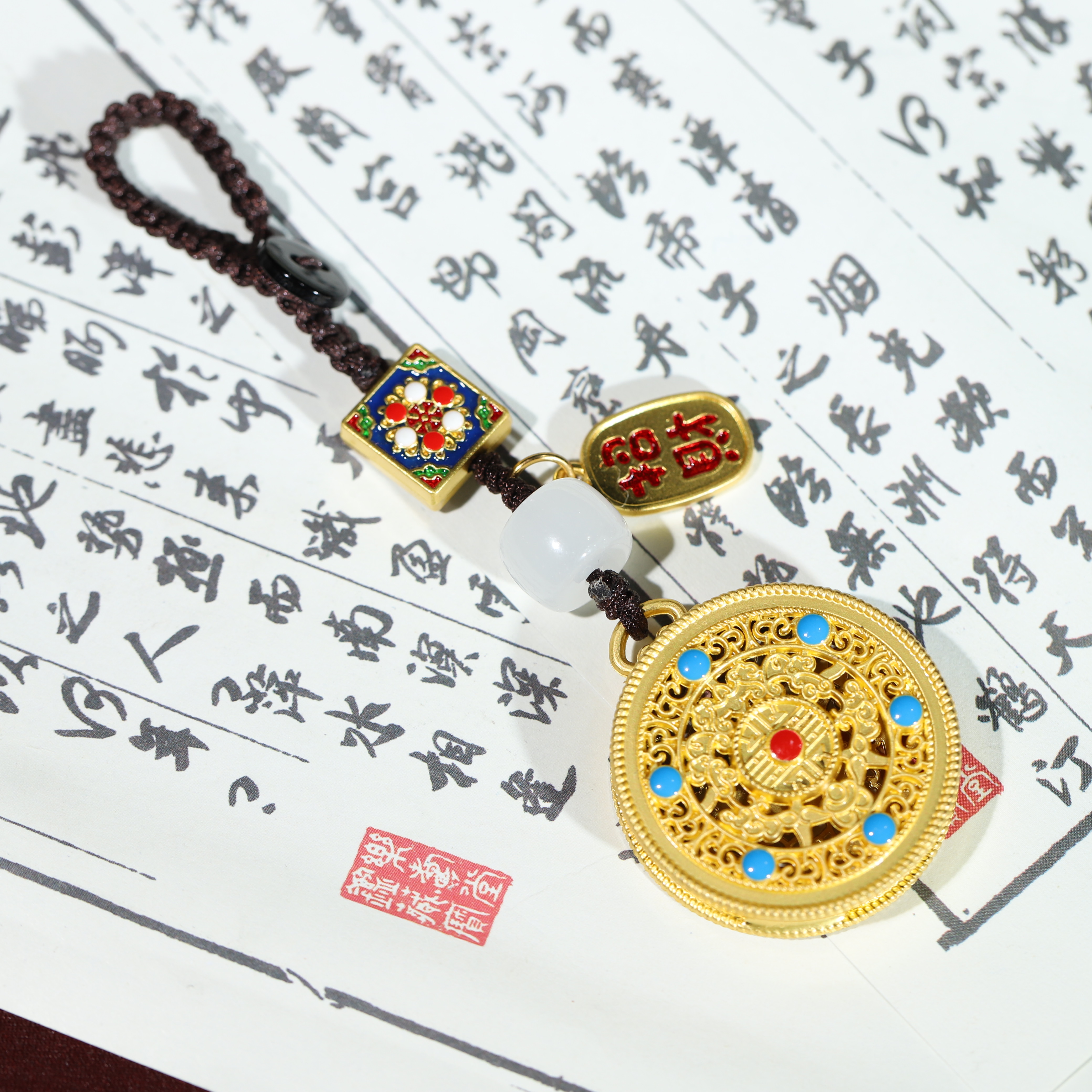 合金吊坠 创意花丝工艺 八宝五福罗盘 1706-F004