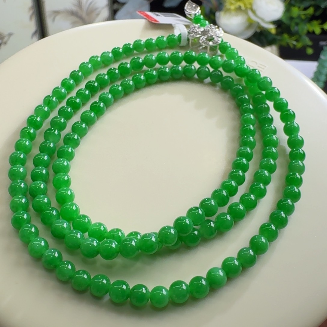 未镶嵌手链翡翠正阳绿项链卡4.2 色标！炸光！