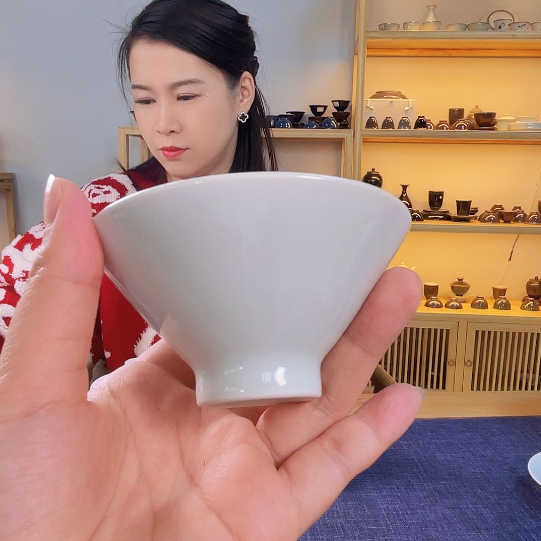 天予窑玉青斗笠杯