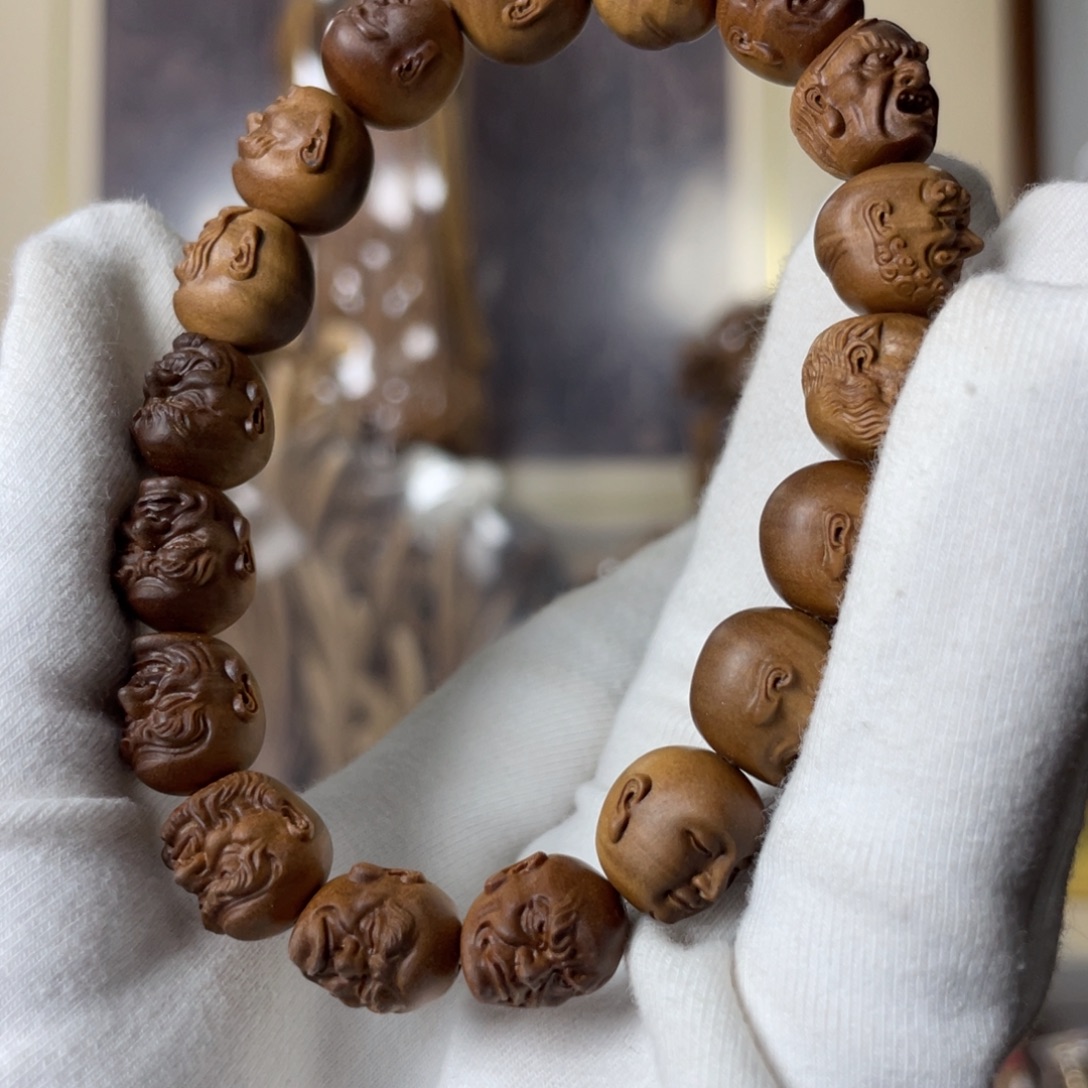 北***九檀香木手串/手链老山檀香老料横纹十八罗汉