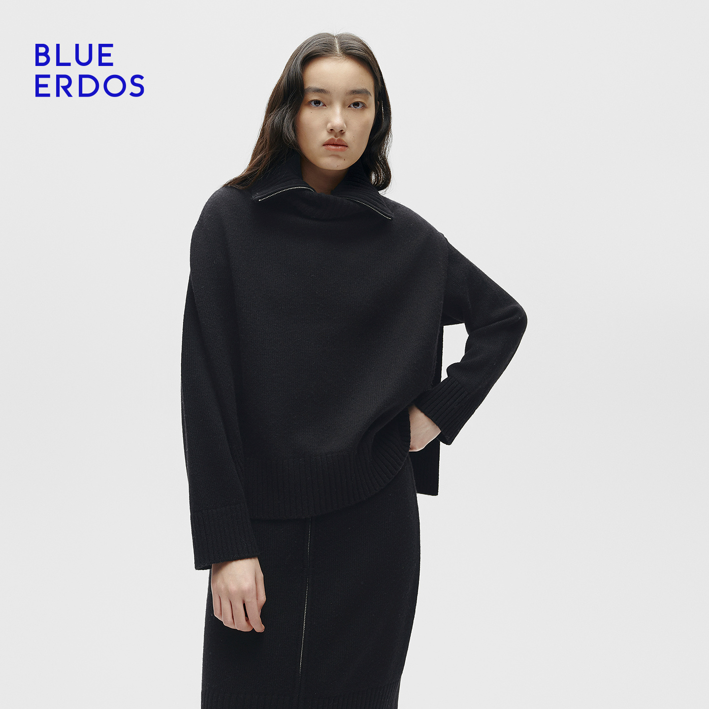 BLUE ERDOS 25秋冬流光风樽领女披肩羊绒外搭百搭小坎肩B256R1001