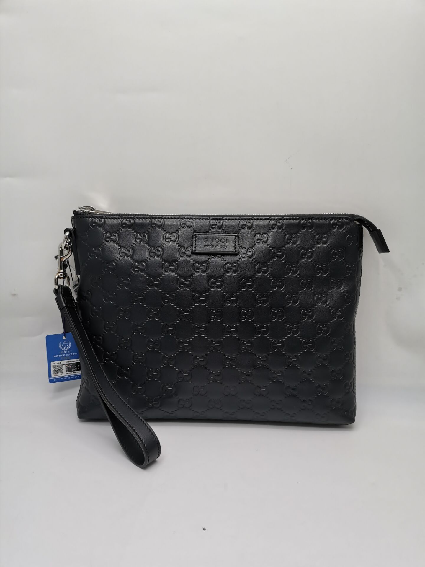 99新 GUCCI/古驰 97新18120  古驰GUCCI 黑色全皮手拿包男款休闲
