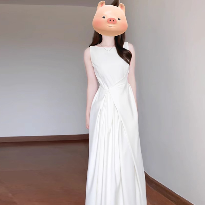 法式无袖连衣裙子女夏季2025设计感大方得体茶歇背心长裙礼服1770