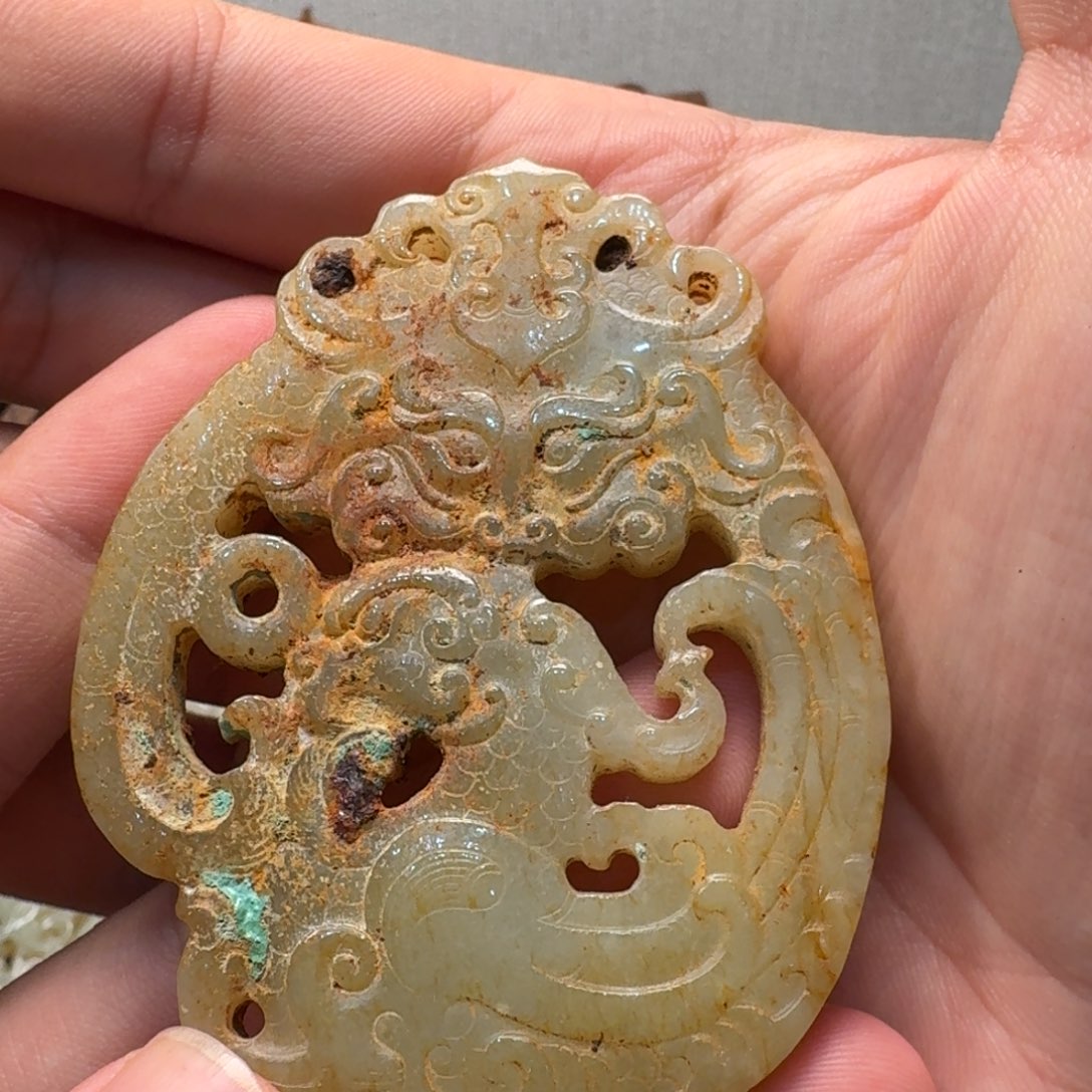 和田玉未镶嵌挂件海**昏盒子