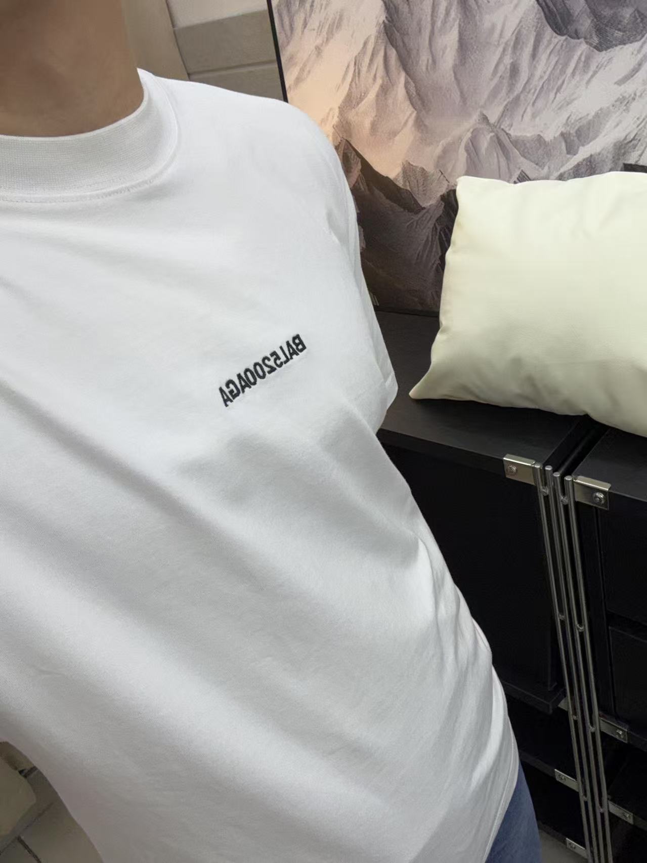 新款巴子小字母刺绣重磅纯棉短袖宽松休闲男士短袖爆款2025新款