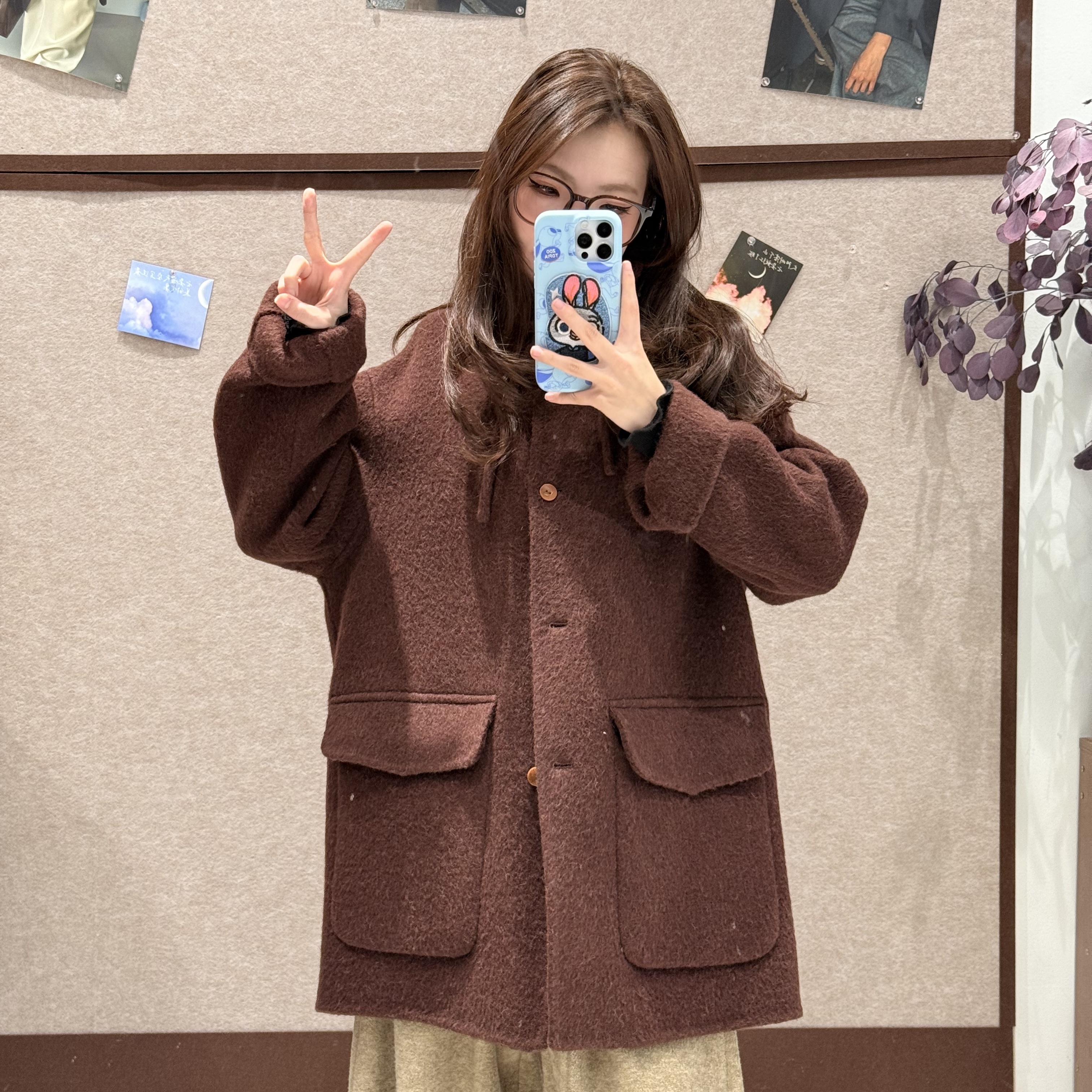 【88813】韩系苏力羊毛大衣韩版中长款小个子毛呢外套