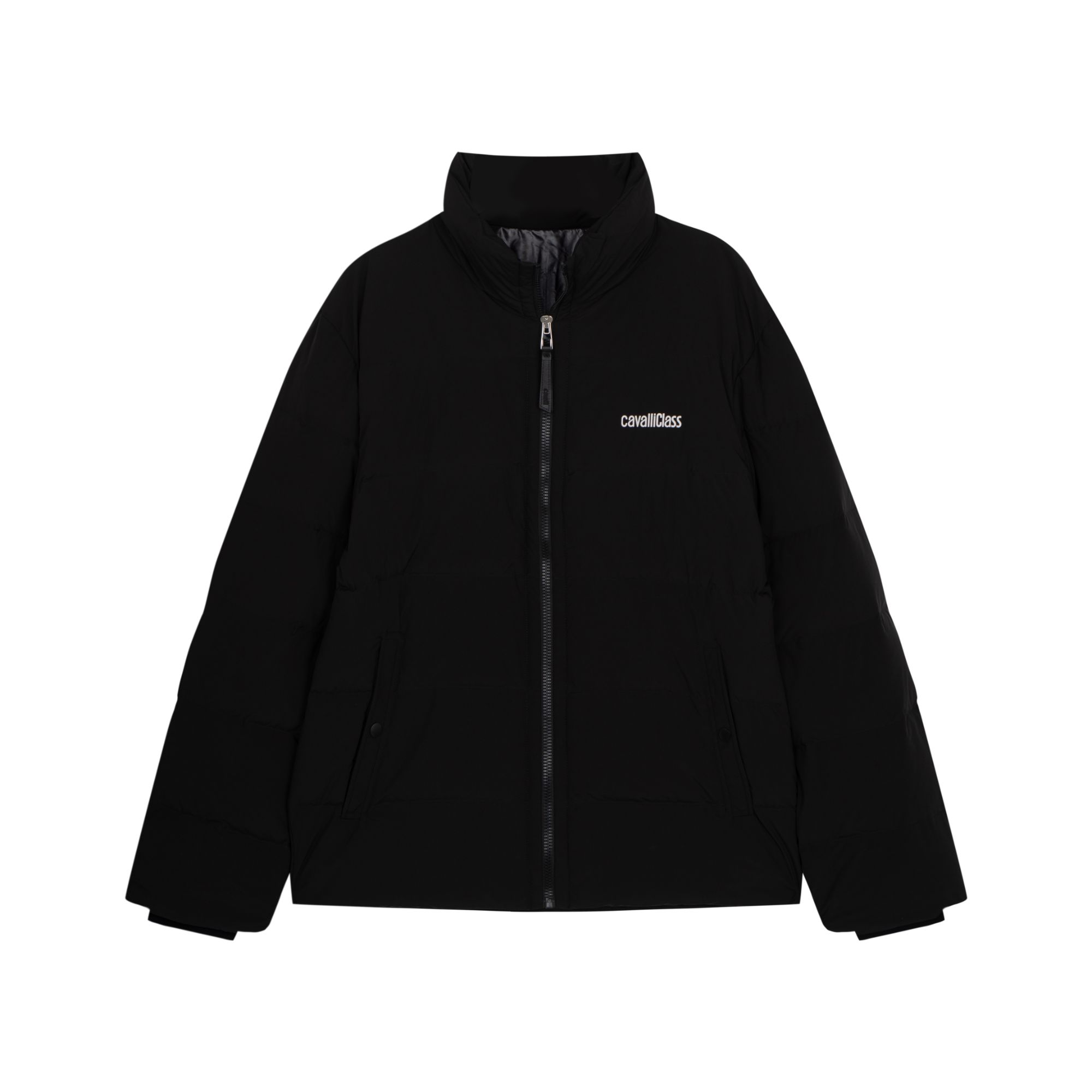 Cavalli Class卡沃利男士秋冬季立领简约印花保暖宽松休闲羽绒服