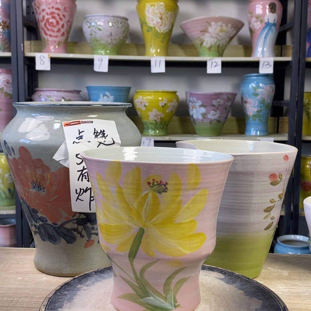 景德镇手工手绘陶瓷花盆