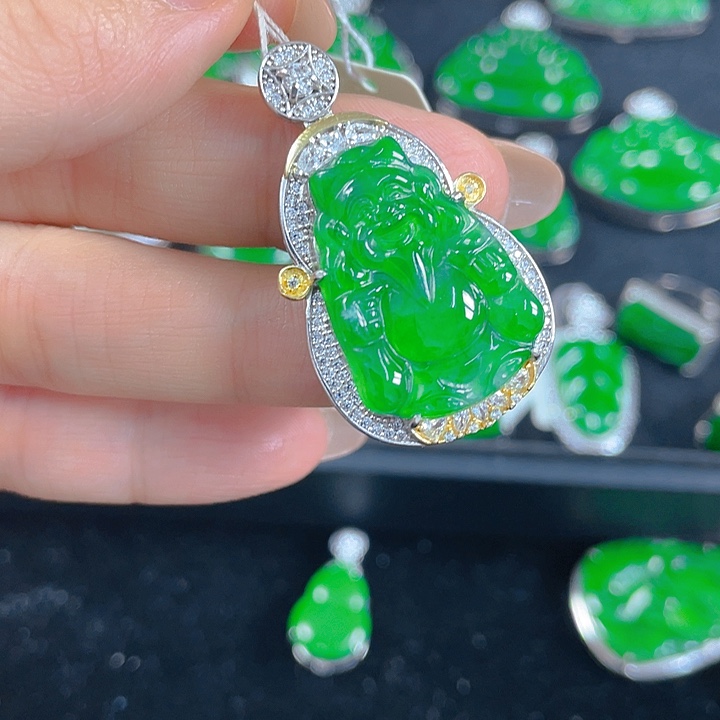 翡翠银S925镶嵌吊坠(不含链)