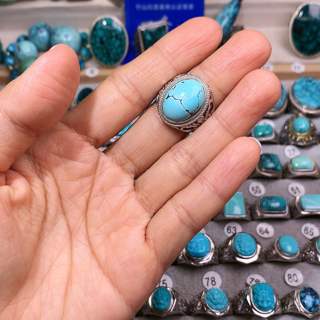 绿松石挂件银S925镶嵌