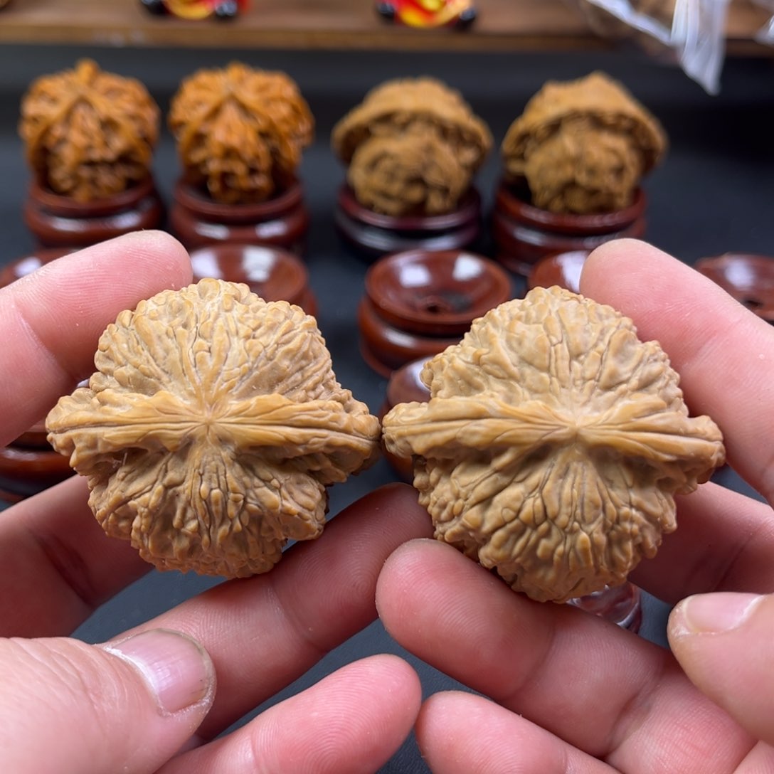 文玩核桃把件闷尖白狮子