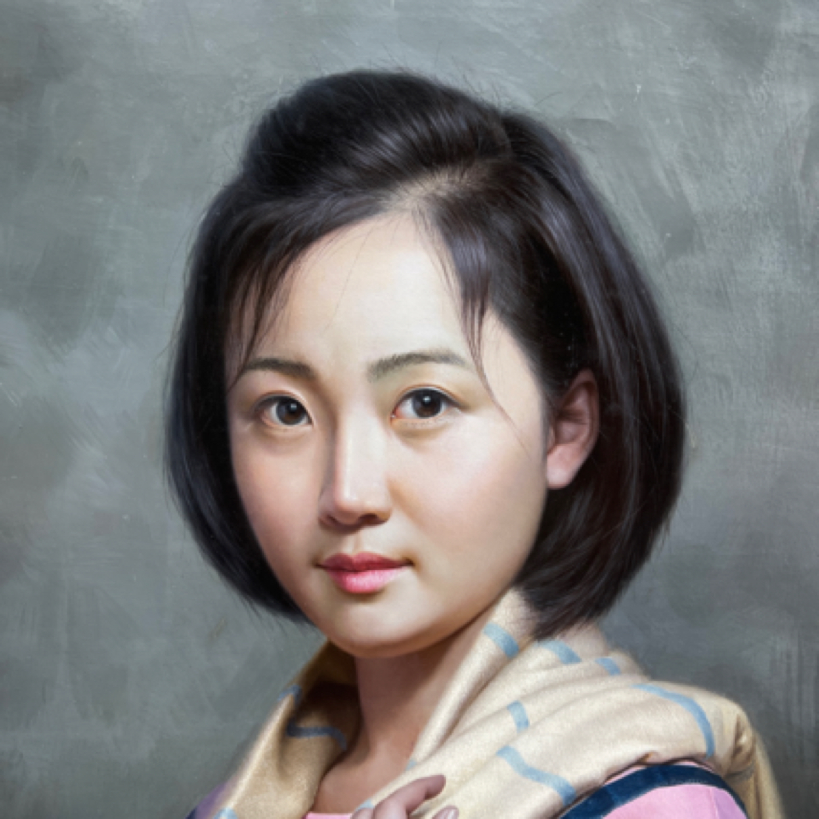 朝鲜油画作品《青涩年华系列》尺寸：74X138CM