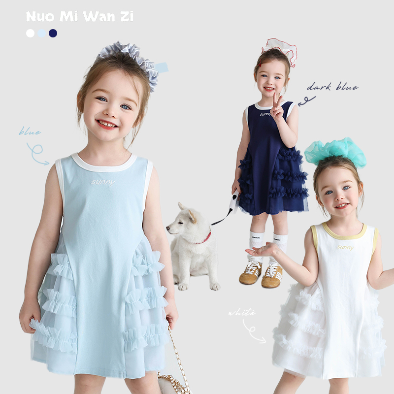 丸子十【现货】儿童夏季韩版字母背心连衣裙（夏款）WZJ-52054