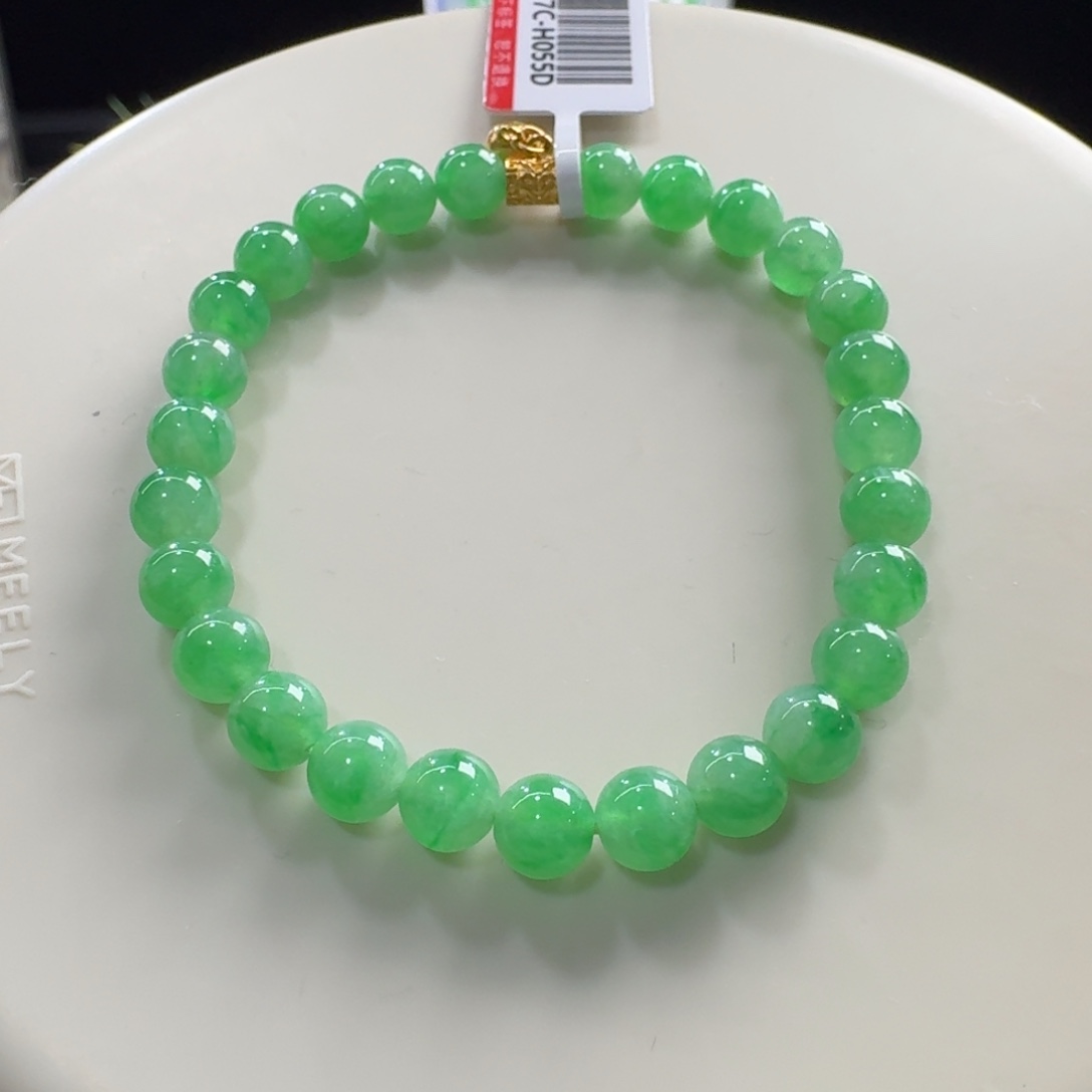 翡翠未镶嵌手链冰胶木纳艳阳绿单圈6.2mm