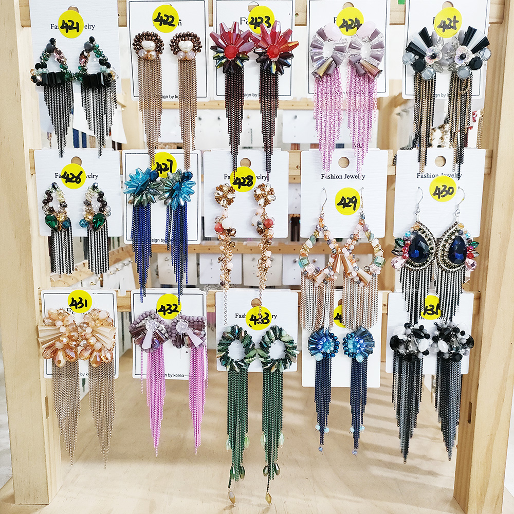 铜合金玻璃耳饰 (421-480)-011民族风纯手工流苏耳环合集